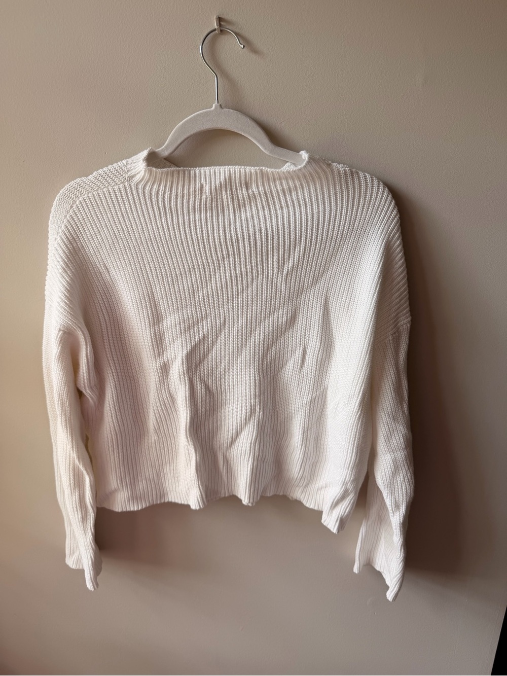 Cream Ribbed Knit Pocket Pullover - Picture 2 of 2